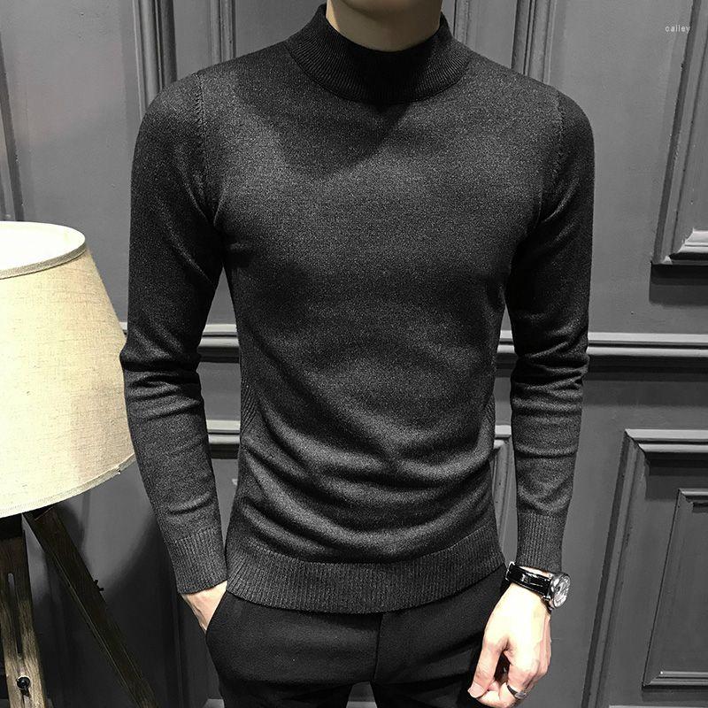 

Men's Sweaters Brand Clothing Men Turtleneck And Pullovers Fashion Knitted Sweater Winter Pullover Homme Casual Clothes E933, Black