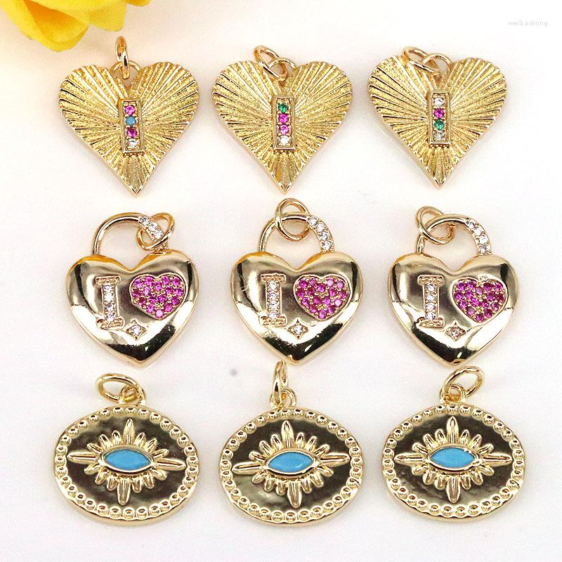 

Pendant Necklaces 10Pcs Shiny Gold Plated Zirconia Heart Charms CZ Pave Eye Pendants Jewelry Necklace Findings