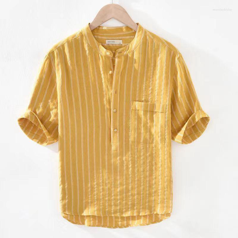 

Men's Casual Shirts Cotton Short Sleeve For Men Shirt 2022 Summer Chinese Style Stand-Up Collar Tops, Black