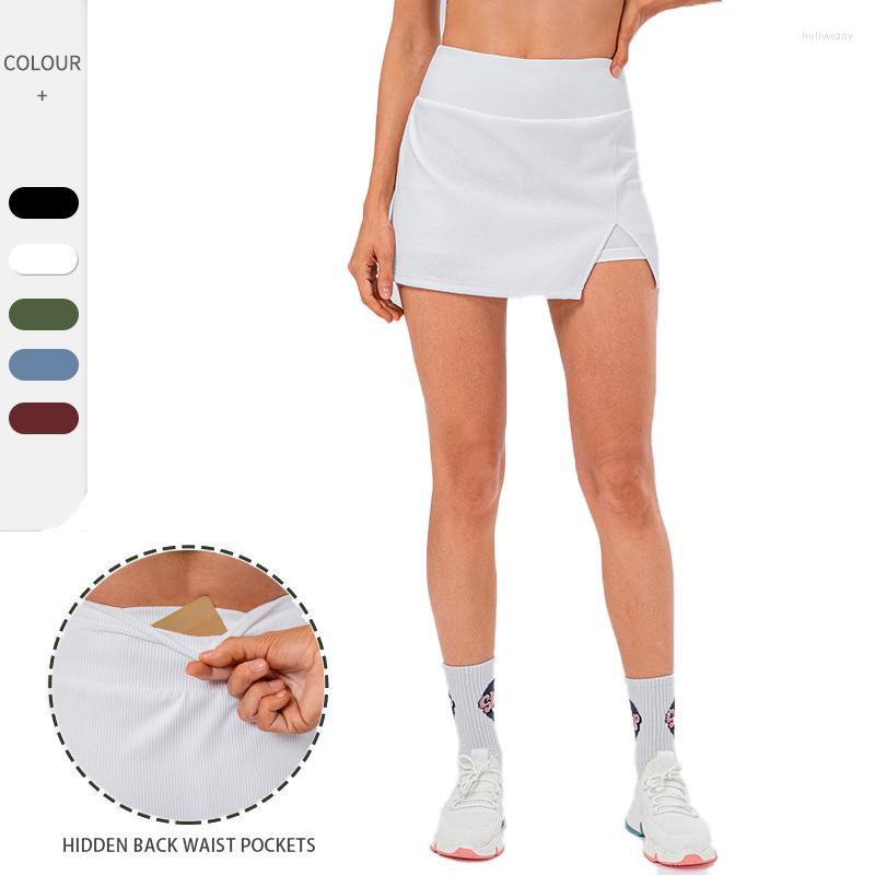 

Active Pants Women' Tight Tennis Skirt Anti-glare High Waist Sports Yoga Fitness Golf Pockets Indoor Shorts, White