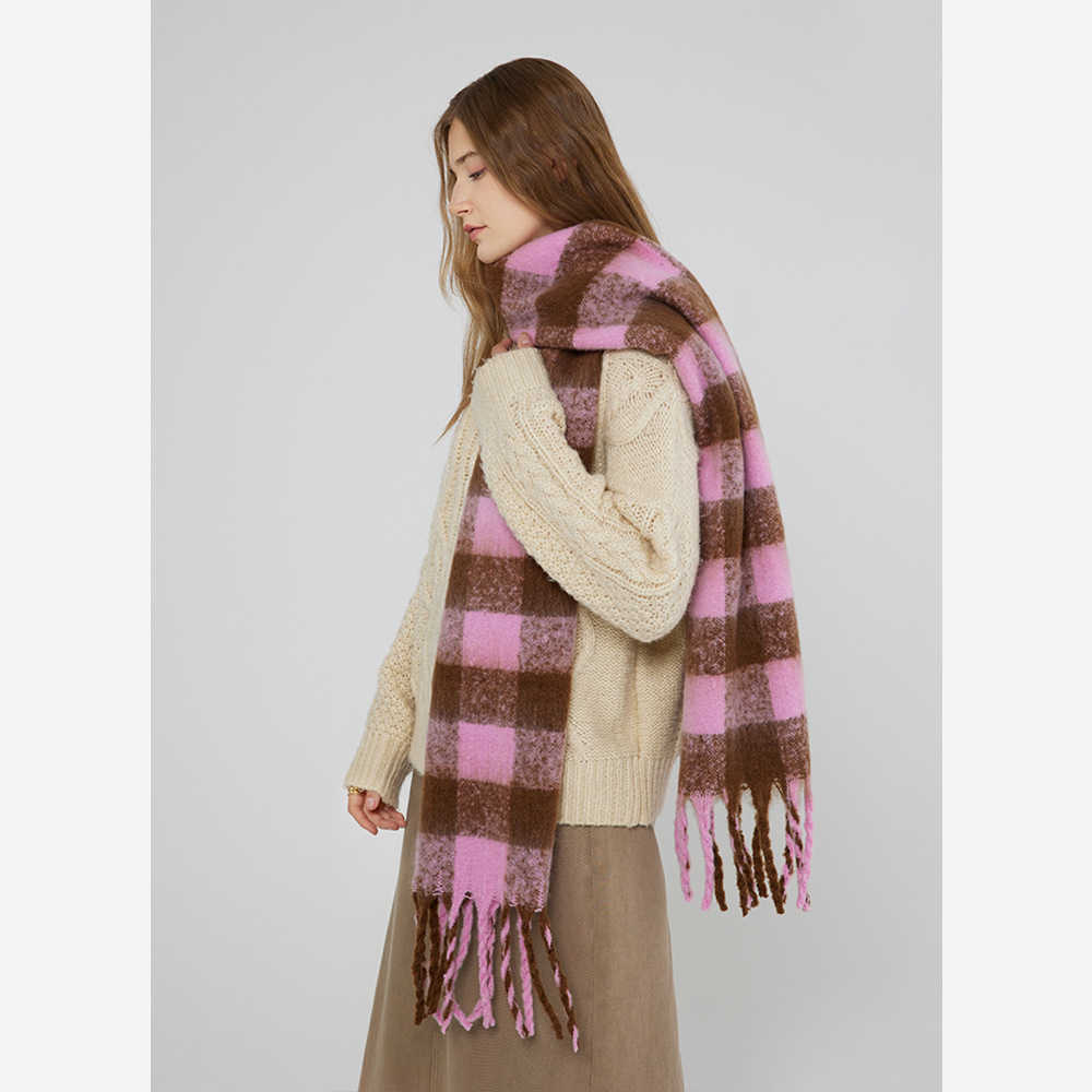 

Z home black and white chessboard check imitation cashmere scarf womens warm scarf in autumn and winter