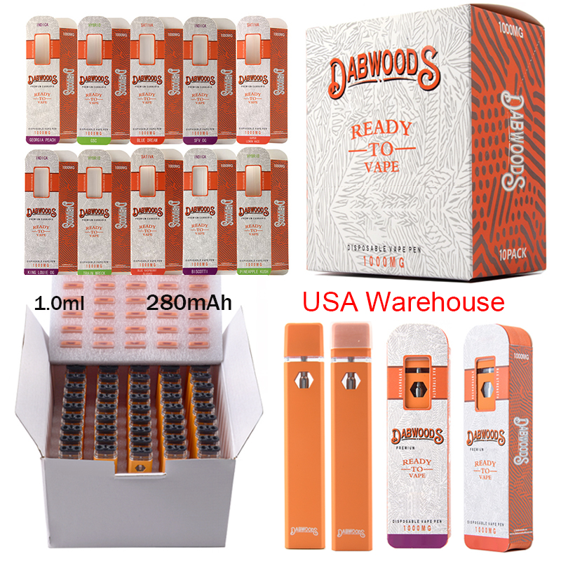 

USA Warehouse Disposable Vape Pens 1.0ml Pod Dabwoods Cake 10 Strains E Cigarettes Rechargeable Vape Desechable Empty Pods 280mAh Battery Start Kits