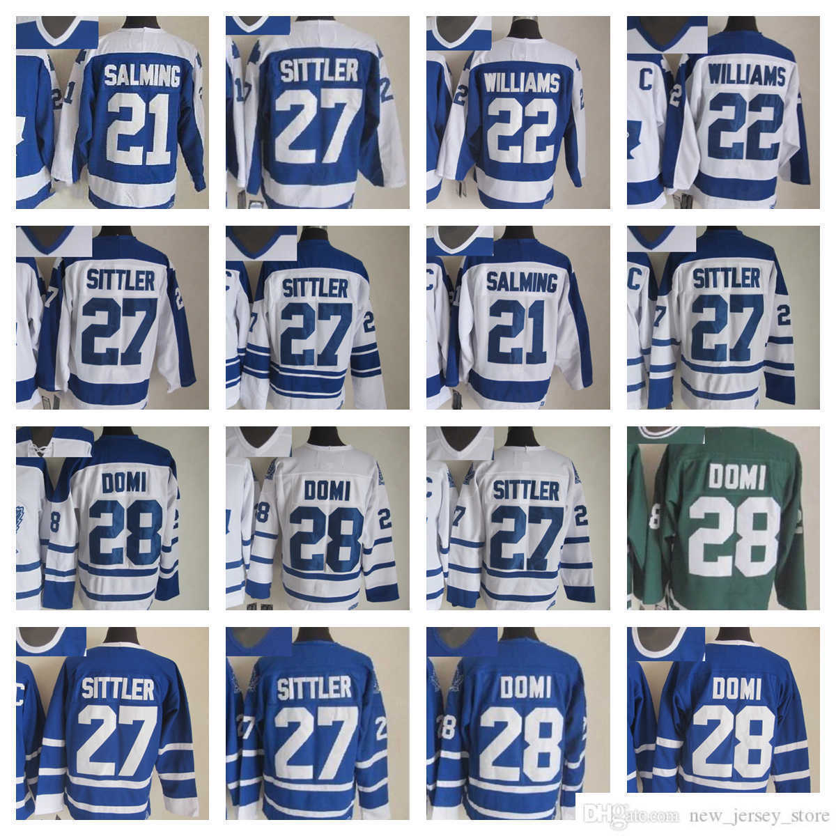

Toronto Maple''Leafs''New Retro Ice Hockey Jerseys 22 tiger Williams 21 Borje Salming 27 Darryl Sittler 28 Tie Domi Stitched Jersey, Same as picture (with team name)
