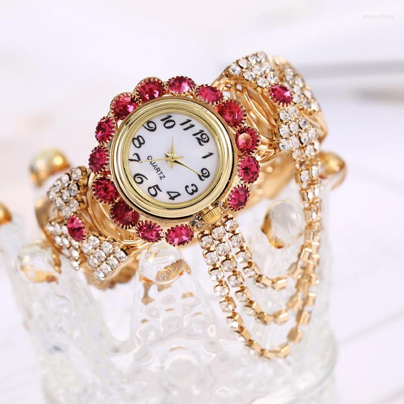 

Wristwatches Korean Version Of Lady Diamond Quartz Watch Style Alloy Bracelet Women, Bronze