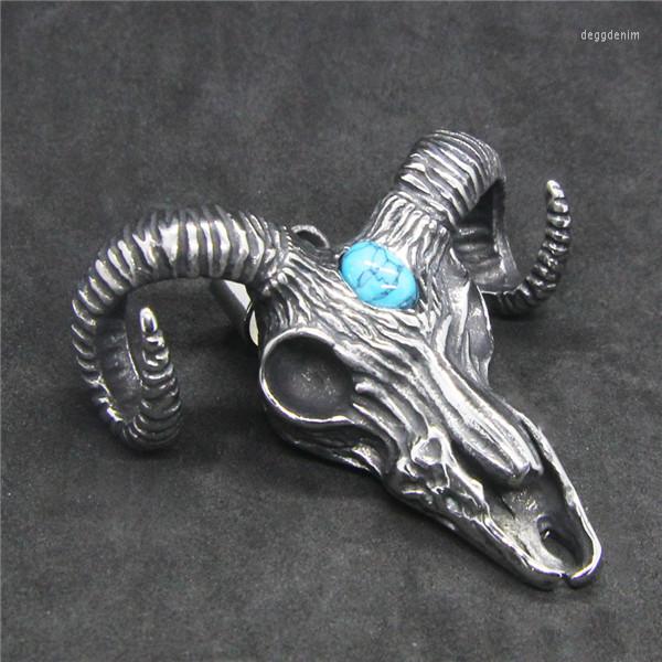 

Pendant Necklaces Ram Head Men 316L Stainless Steel Fashion Skeleton Biker Stone