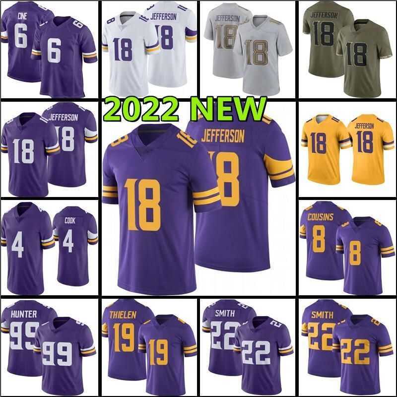

TJ Hockenson Dalvin Cook Justin Jefferson Custom Football Jersey 19 Adam Thielen Eric Kendricks ZaDarius Harrison Smith Danielle Hunter Kirk Cousins Lewis Cine, Men