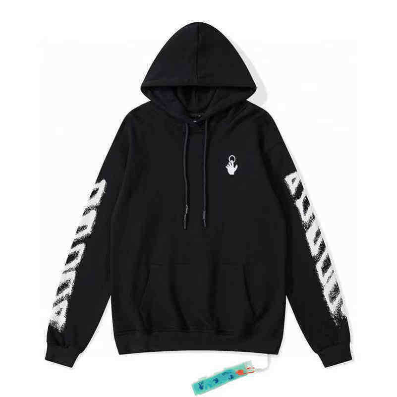 

Luxury Offs Classic Inkjet Arrowhead Hip Hop Top Hoodie Couples Of Light Blue Black White Print Men And Women Casual Hooded