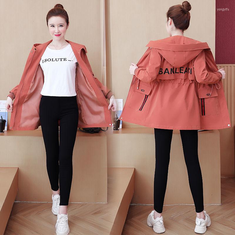 

Women's Trench Coats Women Autumn Long Blue Coat Outdoor Hoodie Windbeaker, Black