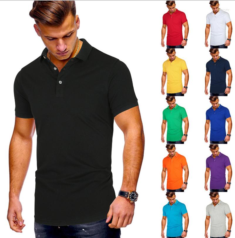 

Men's Polos Plus Size Cotton Casual POLO Shirt Summer Short-sleeved European And American T-shirt Custom Clothing, Sky blue