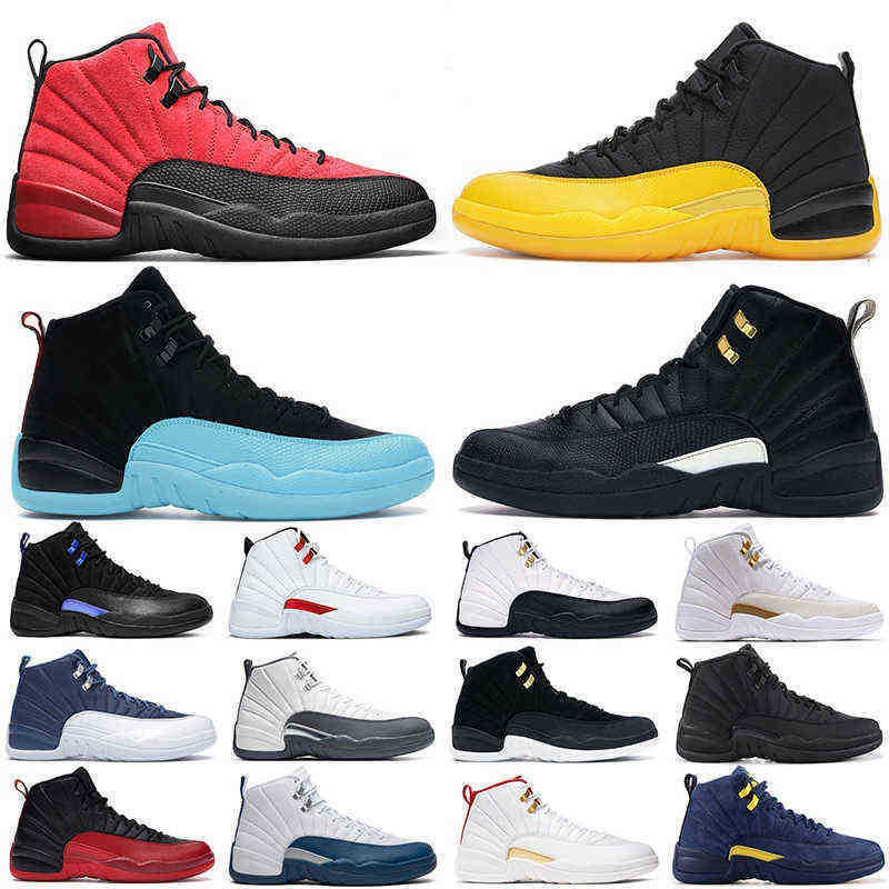

men Outdoor shoes jumpman 12s 12 Reverse Flu Game Royal Triple black University Gold Indigo Gamma Blue mens trainers sports sneakers, Box