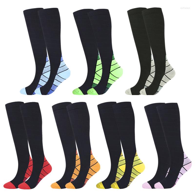 

Men's Socks Outdoor Riding Running Unisex Stripe Compression Color Matching Sports Varicose Veins Men Thigh Stockings, 06