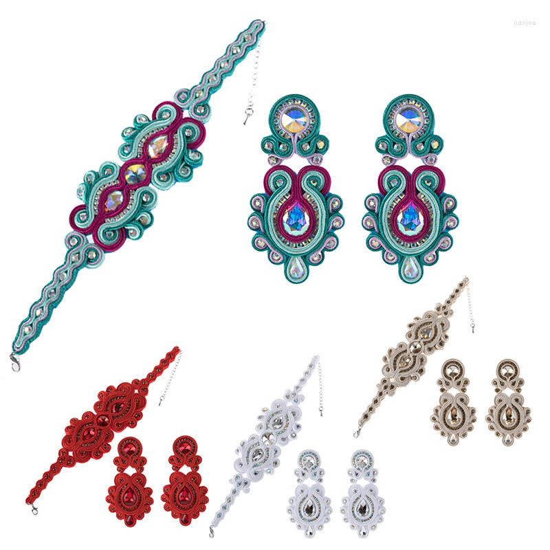 

Necklace Earrings Set KpacoTa Soutache Jewelry Making Bracelets Handmade Earring Delicate Bracelet Women Fashion Weaving, Picture shown
