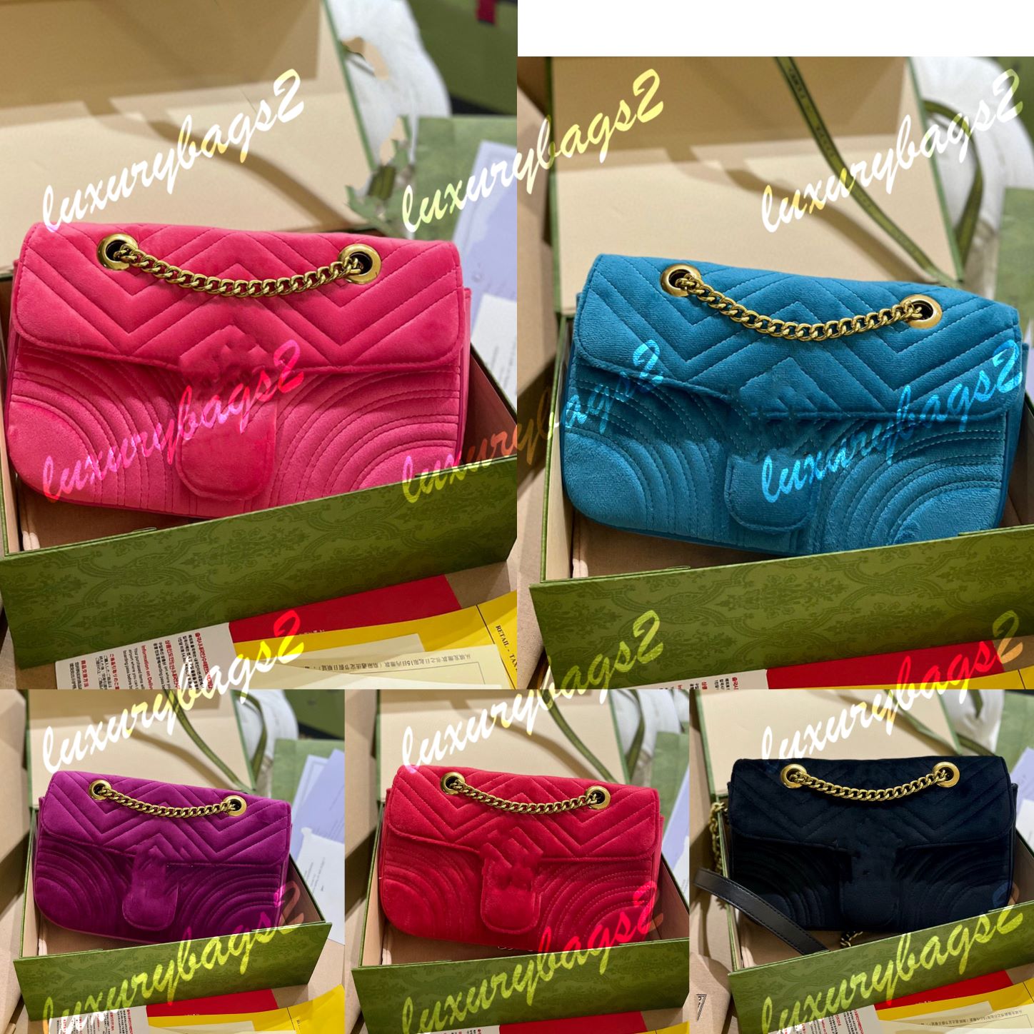 Marmont small shoulder bag Chain bag designer bags 5 Colors Flannel 27cm crossbody Genuine Leather purses Handbag the tote bag-image-818250630