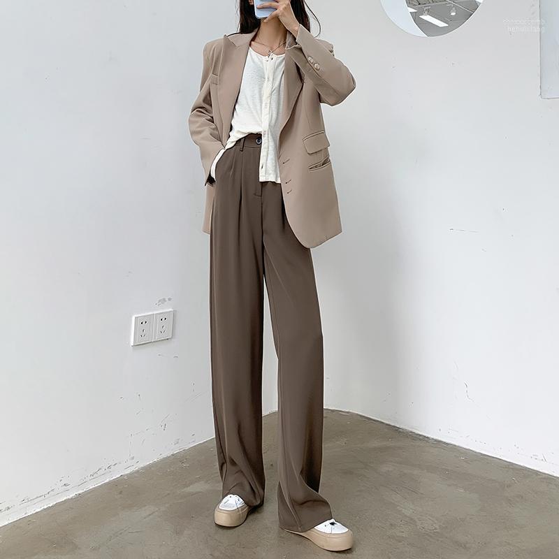 

Women' Pants Women' & Capris Autumn Clothes Khaki High Waist Hanging Feeling Leisure Straight Tube Floor Dragging Professional Wide, See chart