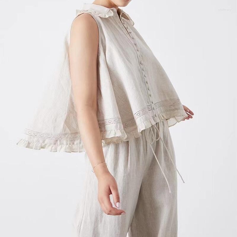 

Women' Blouses Linen Loose Tank Top Sleeveless Shirt Women, Beige