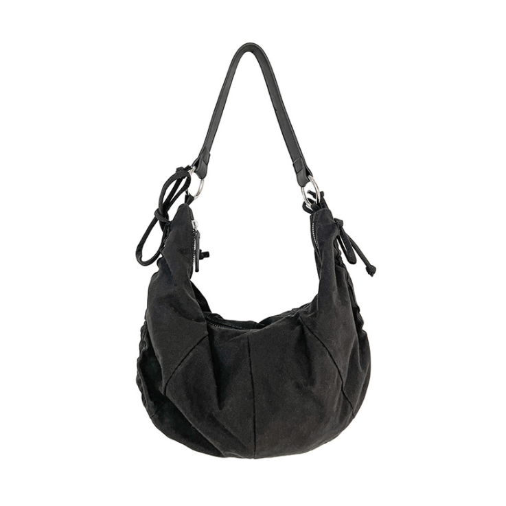 

2022 Hylhexyr Female Shoulder Bag Nylon Large Dumpling Bags Pleated Shoulder Strap Handbags Ruched Trendy Purse With Zipper