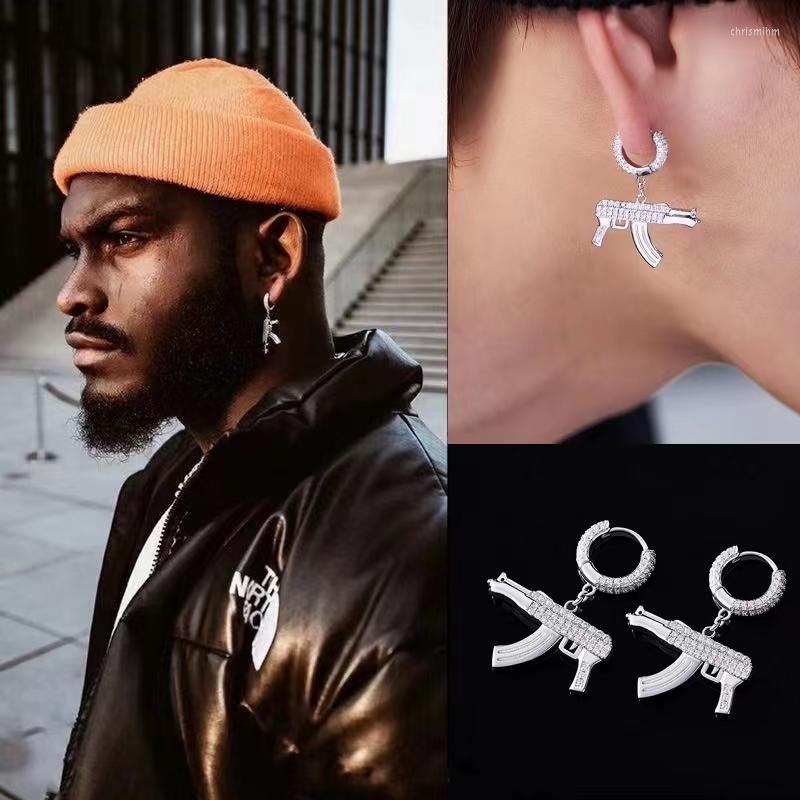 

Dangle Earrings 2022 Hip Hop Out Copper Cubic Zirconia For Men Gun Drop Hypoallergenic Jewelry Gifts