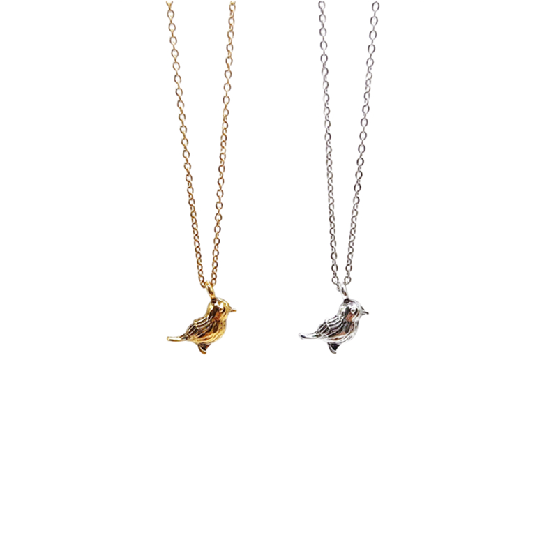 

Fashion three dimensional sparrow necklace retro style punk stainless steel collarbone pendant necklaces jewelry wholesale