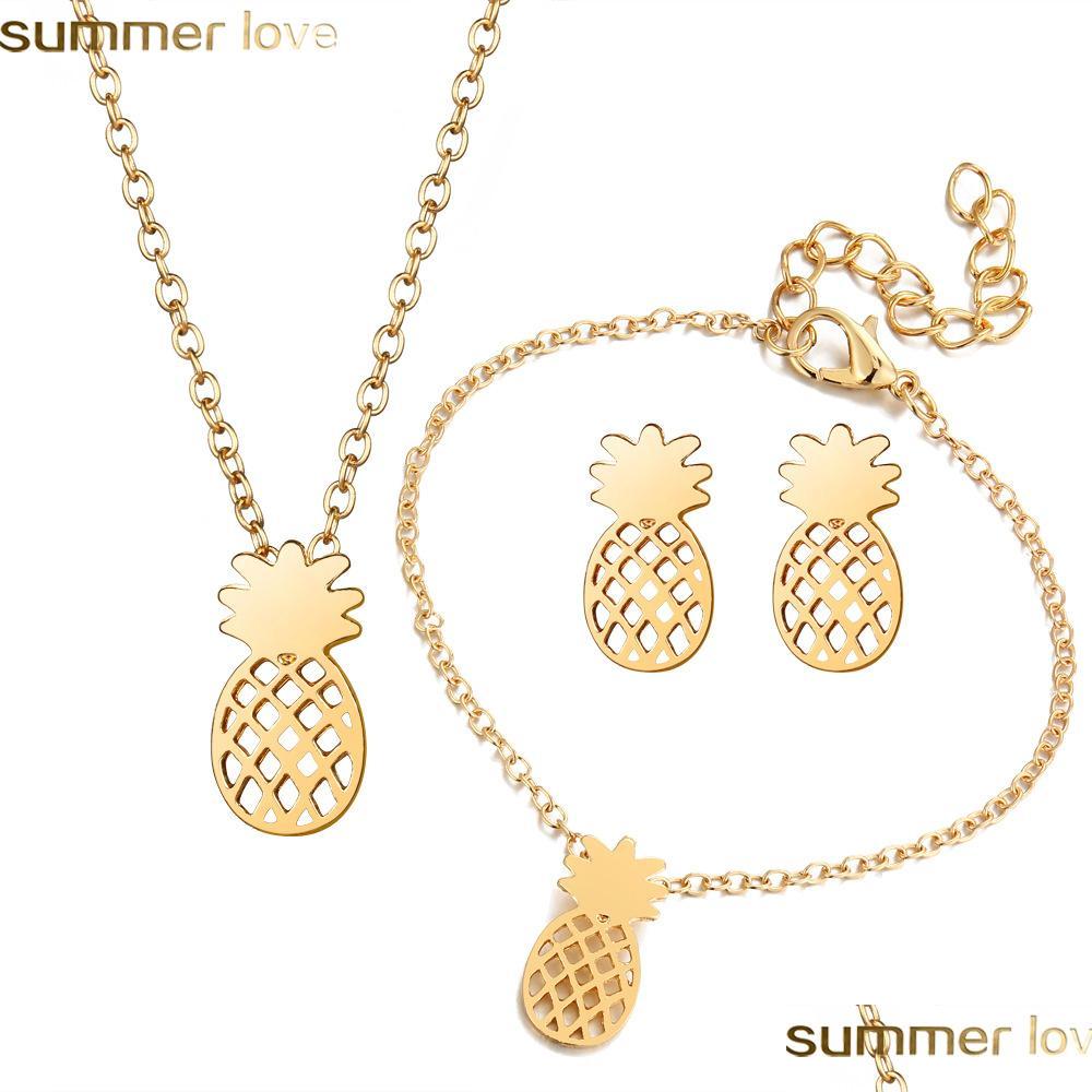 

Earrings Necklace New Fashion Cute Jewelry Set Hollow Out Pine Pendant Necklace Bracelet Earrings Accessories Unique Gifts For Wom Dhqt8, Silver;gold