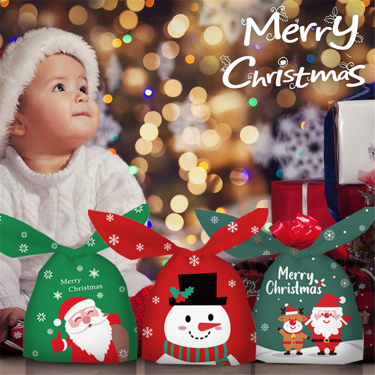 

Christmas Candy Bags Gift Wrap Treat Biscuit Goody Gift Bag for Cake Pops Favors 50pcs/Lot
