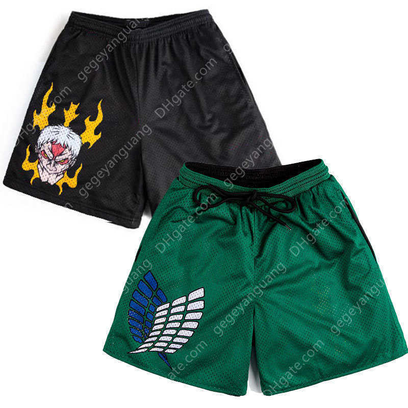 

Attack on Titan Anime Summer Beach Swim Men Sports Gym Running Shorts Print Male Breathable Fitness Short Pants, Black5
