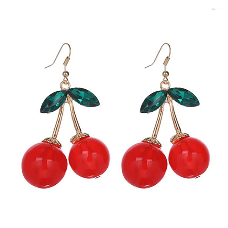

Dangle Earrings One Pair Alloy Women Fashion Cherry Drop Rhinestone Cute Ear Hook Jewelry Accessories Gift Hypoallergenic
