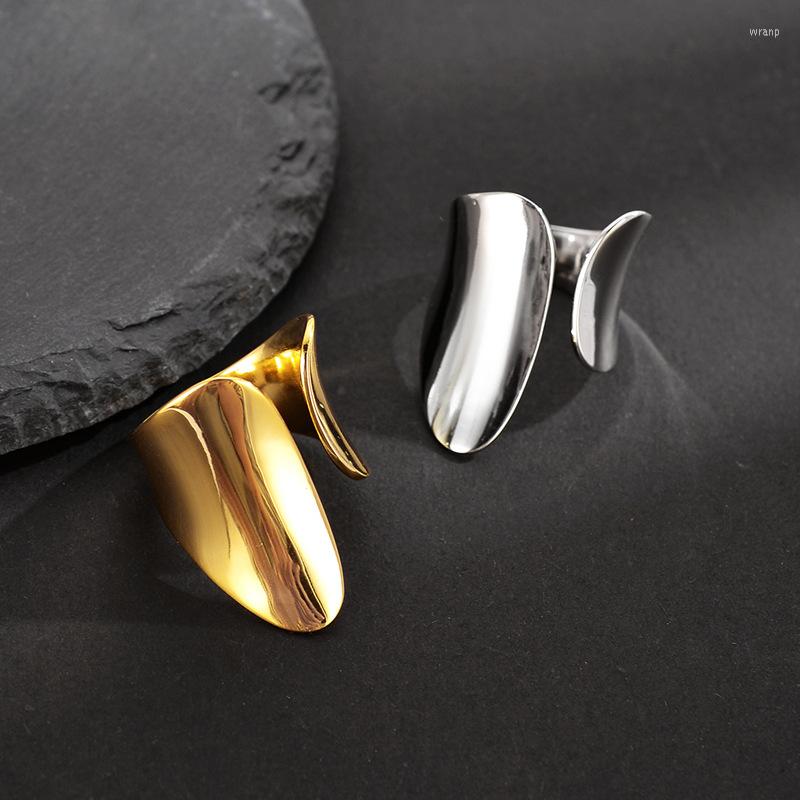 

Cluster Rings Luxury Exaggeration FINE Jewelry Authentic 925 Sterling Silver Glossy Wide Long Asymmetry Elegant TLJ1342