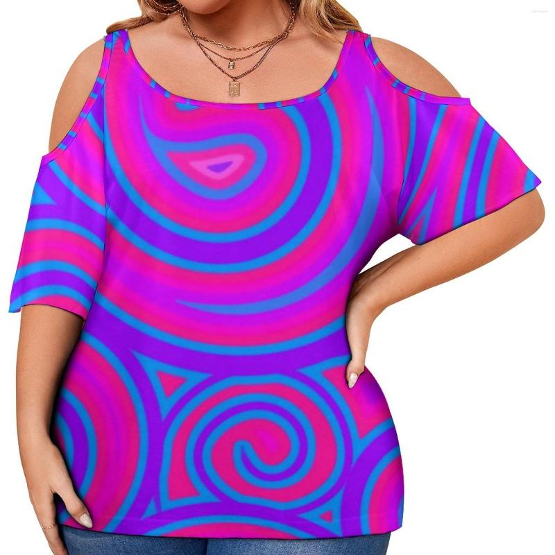 

Shirt Trippy Hippy Retro Swirl Print Cool  Short Sleeve Street Style Tees Women Summer Clothes Plus Size, Style-4