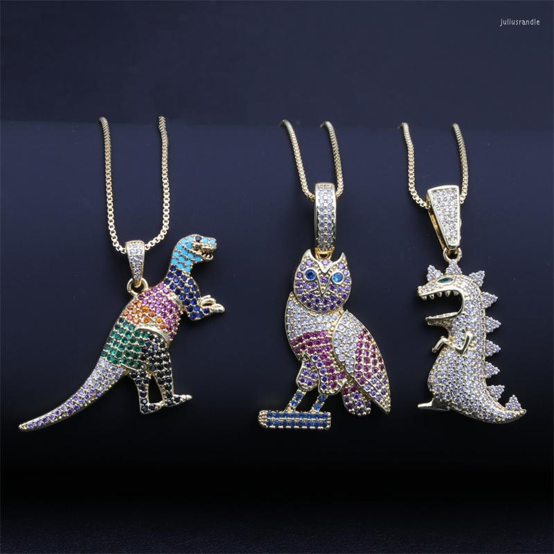 

Pendant Necklaces High Quality Cute Dincharia Eagle Inlaid Color Zircon Fashion Simple Necklace For Women Retro Copper Jewelry Chain