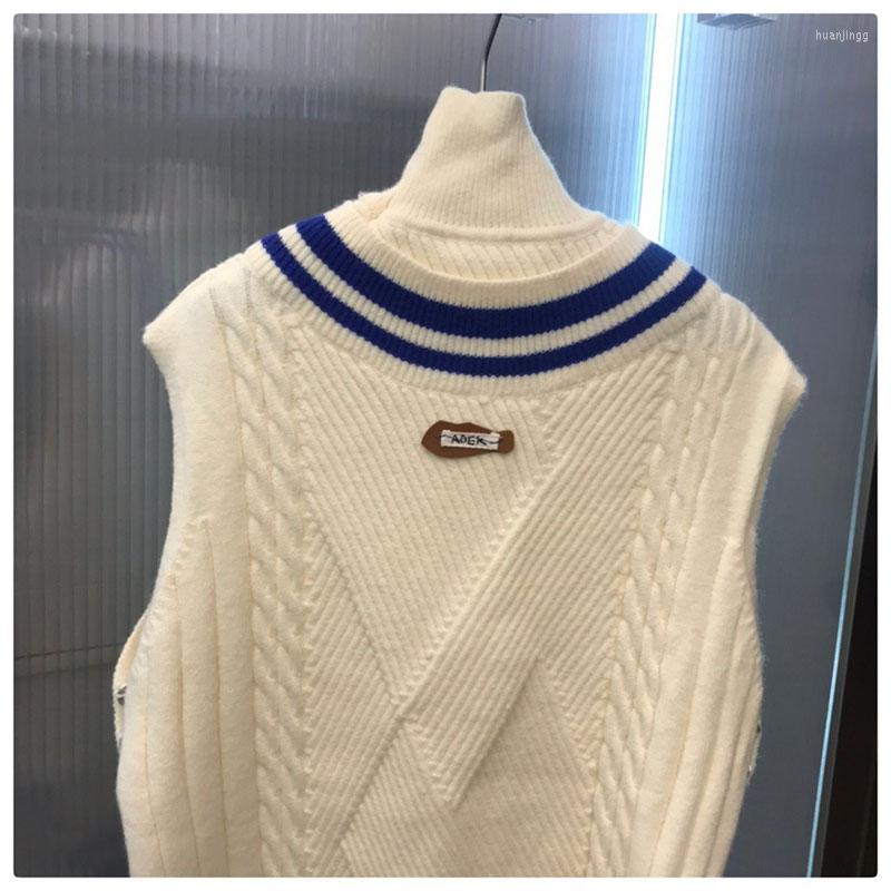 

Men's Sweaters ADER High-neck Knit Sleeveless Tank Top With Striped Contrast Stitching Men Women ERROR Sweater, 02