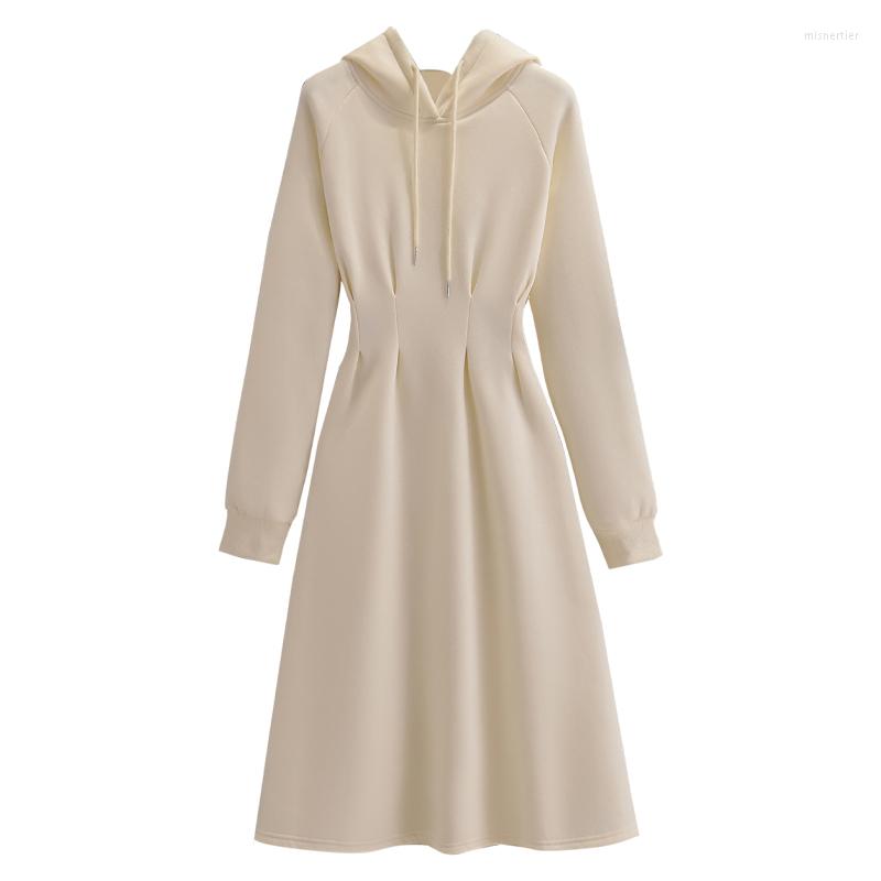 

Casual Dresses Plus Size Women Sport Hooded Midi Dress Long Sleeve Fashion Streetwear High Waist A Line Solid Big Spring Clothes, Black