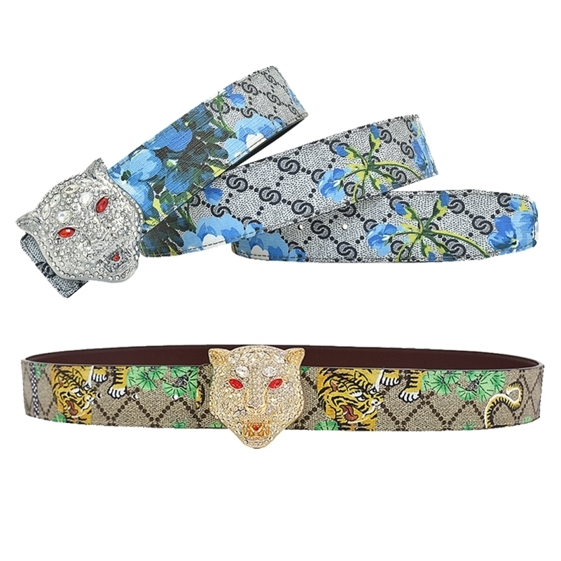 

Belts Western Leopard Gold Sliver Metal Buckle Tiger Print Cow Leather Men Belt Jeans Causal Pants Strap 221111, Black