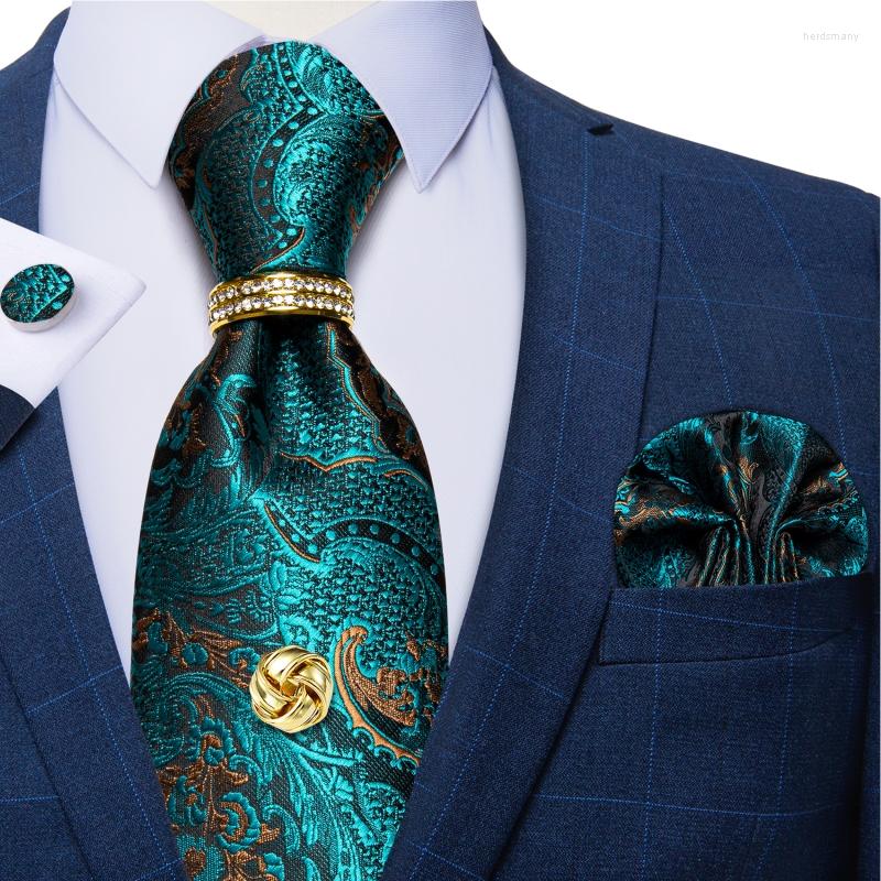 

Bow Ties Light Teal Green Paisley Silk For Men Handkerchief Cufflinks Wedding Accessories 8cm Neck Tie Set Drop