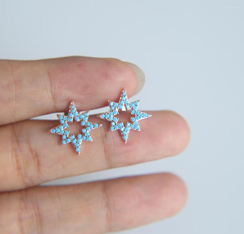 

Stud Earrings 2022 Fashion Jewelry Wholesale North Star Sunburst Blue Stone Turquoises Girl Earring