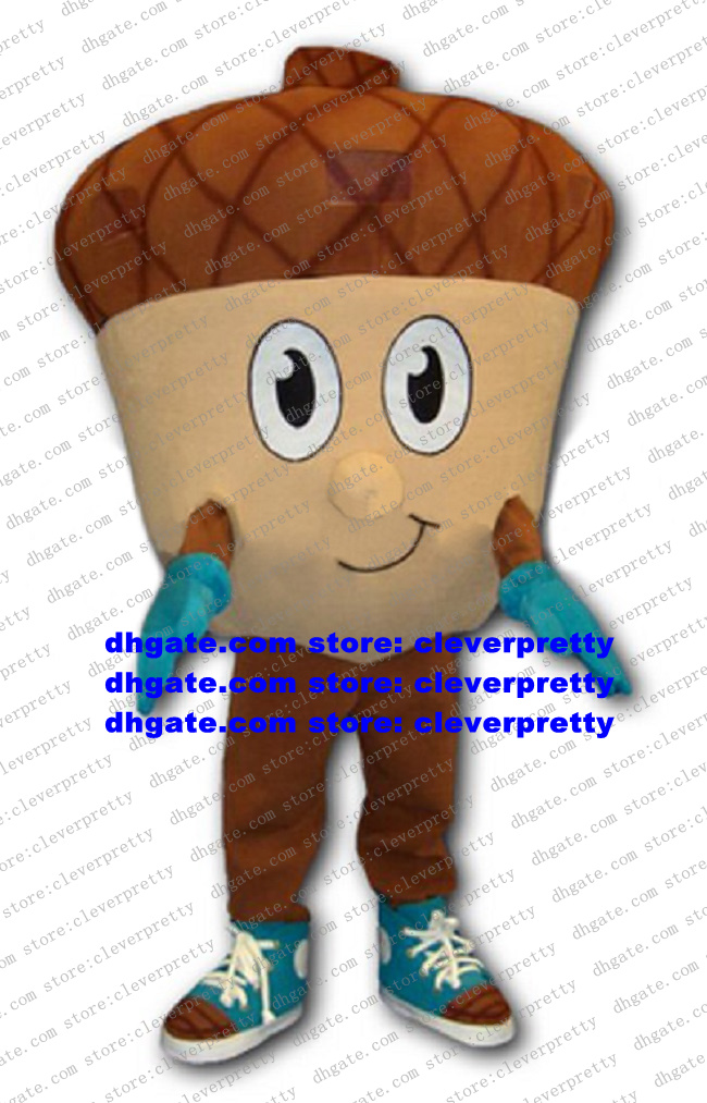 

Naughty Mascot Costume Brown Acorn Makk Eikel Vlota Dry Fruit Nut Adult Size With Big Cylinder Hat Bright Clear Eyes No.8588 FS, As in photos