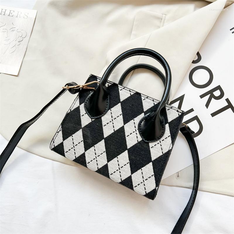 

Evening Bags 2022 Female Bag Luxury High Quality Design Casual Tote Houndstooth Shoulder Lady Messenger Designer Handbags, Black