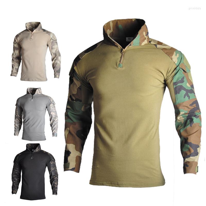 

Men's Polos Outdoor Tactical Hiking T-Shirts Military Army Camo Long Sleeve Hunting Climbing Shirt Male Breathable Clothes 8XL, Black camo