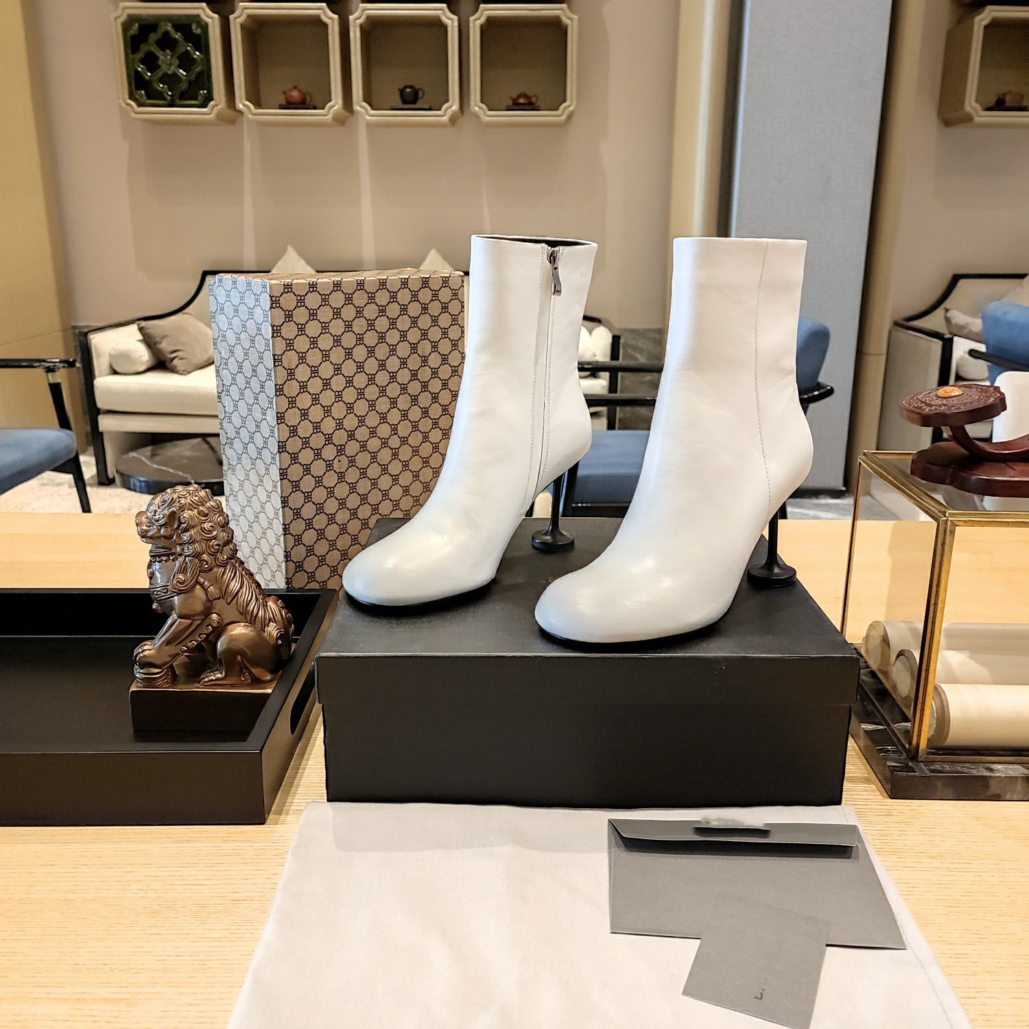 

Blue Denim Western Knee High Boots: Stylish Stiletto Heels for Women, White