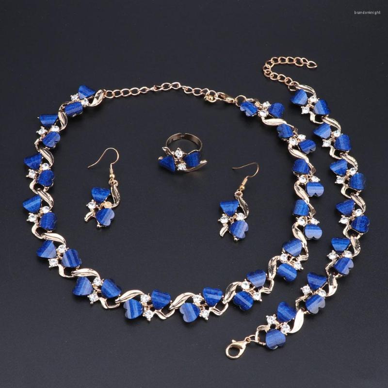 

Necklace Earrings Set OEOEOS Fashion Women Statement Wedding Elegant Dubai Gold Color Resin Jewelry, Picture shown