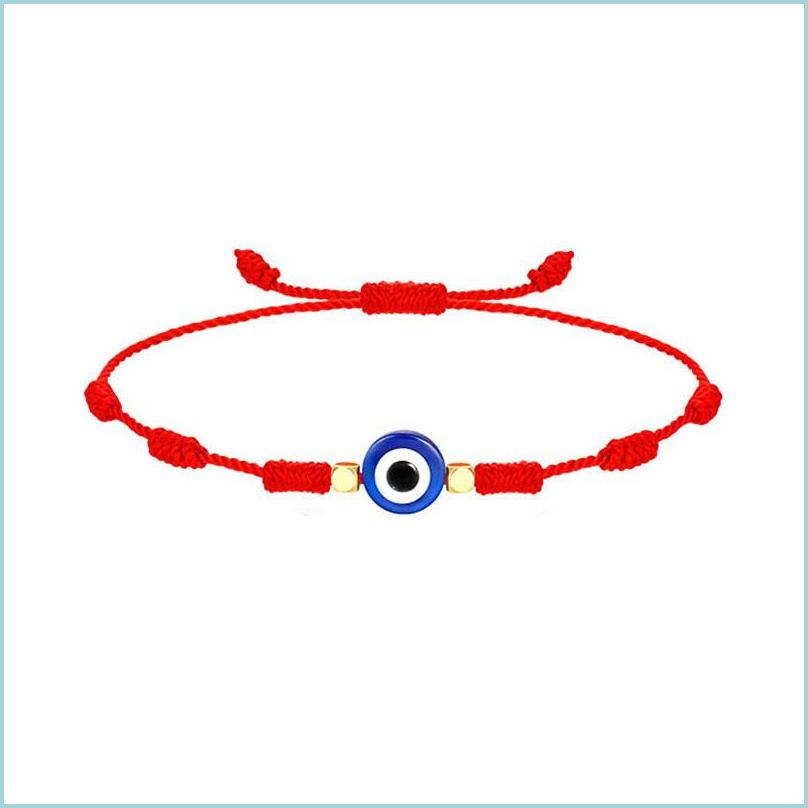 

Beaded Adjustable Blue Eye Red Rope Bracelets Handmade Braided Lucky String Charm Bracelet For Women Men Fashion Friendship Jewelry Dh6L7