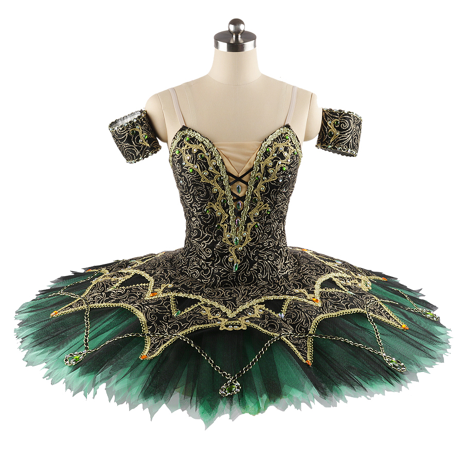 

Professional Ballet Tutu Black Emerald Green Stage Wear competition Pancake Girls performance costume custom made women Ballet skirt JN0104, Black green