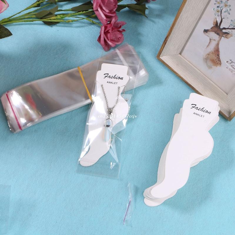 

Jewelry Pouches 100 Sheets Cardboard Anklet Display Cassette Transparent Bag Blank Card Clip Paper Labels For Dropship
