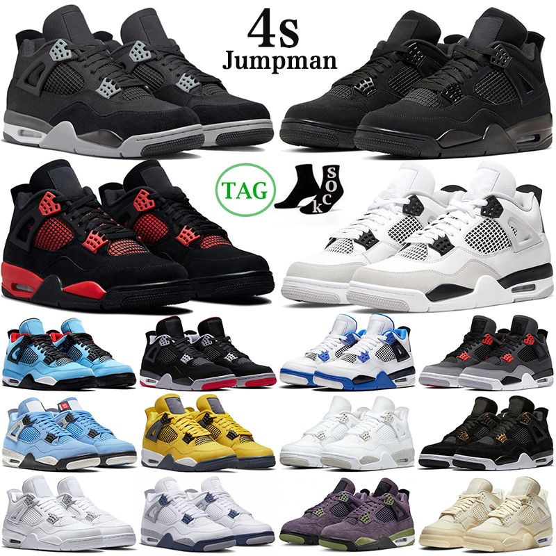 

Mens Womens Jumpman 4 Basketball Shoes Men Trainers Sneakers Red Thunder Military Black Cat 4S Racer Blue Green Bean University Blue Cherry Cool Grey Georgetown, Bordeaux