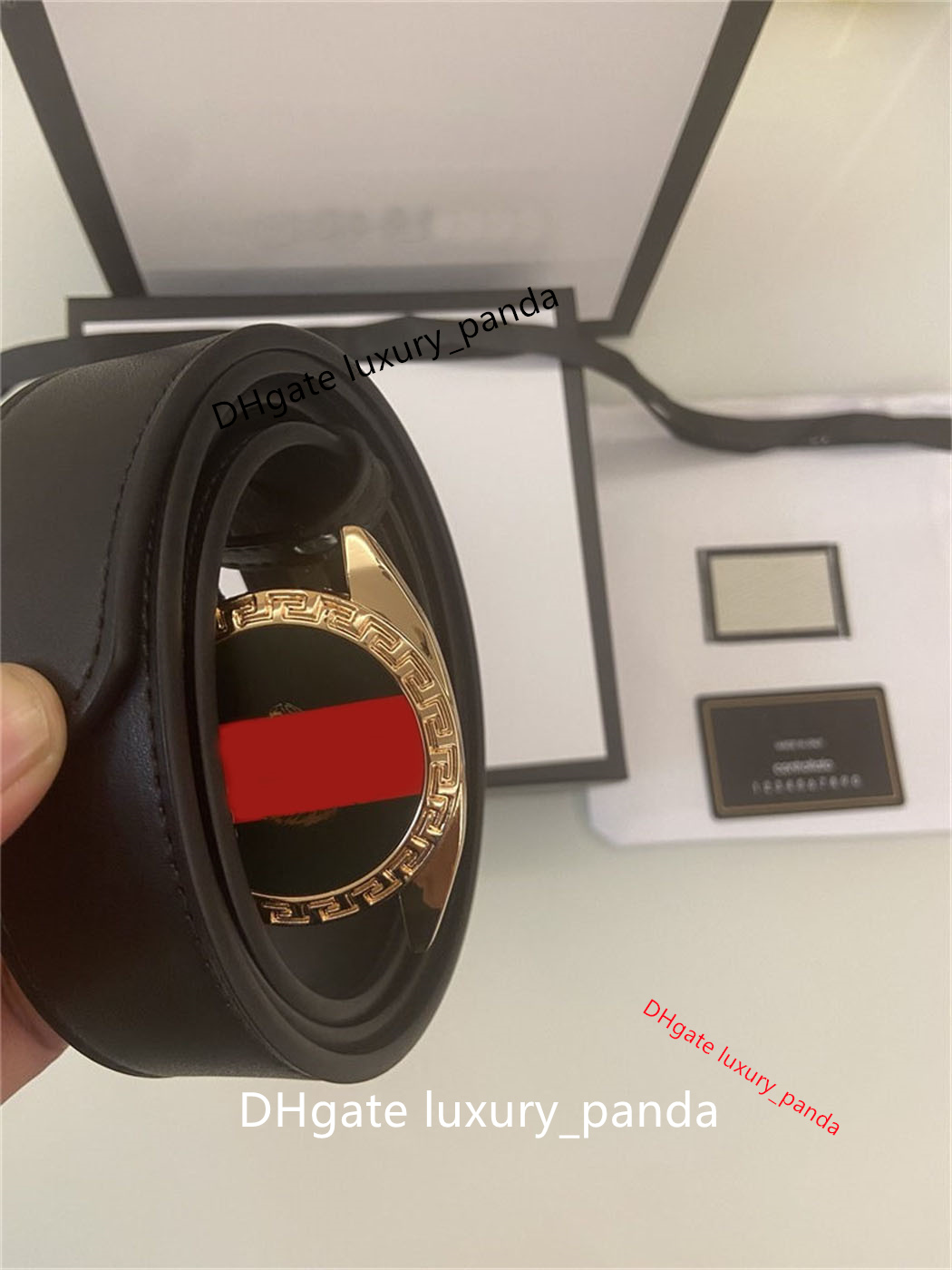 

Luxury fashion designer men's and women's belts gold black tiger head belt pure leather 4.0cm with box dustproof cloth small card gift rope handbag-2, Only purchase a belt