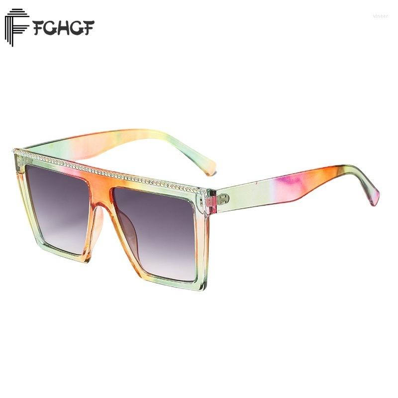 

Sunglasses FGHGF Retro Oversized Sun Glasses Men 2022 Protection For Women Square Frame Diamond Gradient Summer Shades