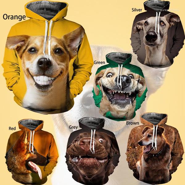 

Men's Hoodies Unisex Funny 3D Dog Hoodie Cute German Shepherd Printed, Gray
