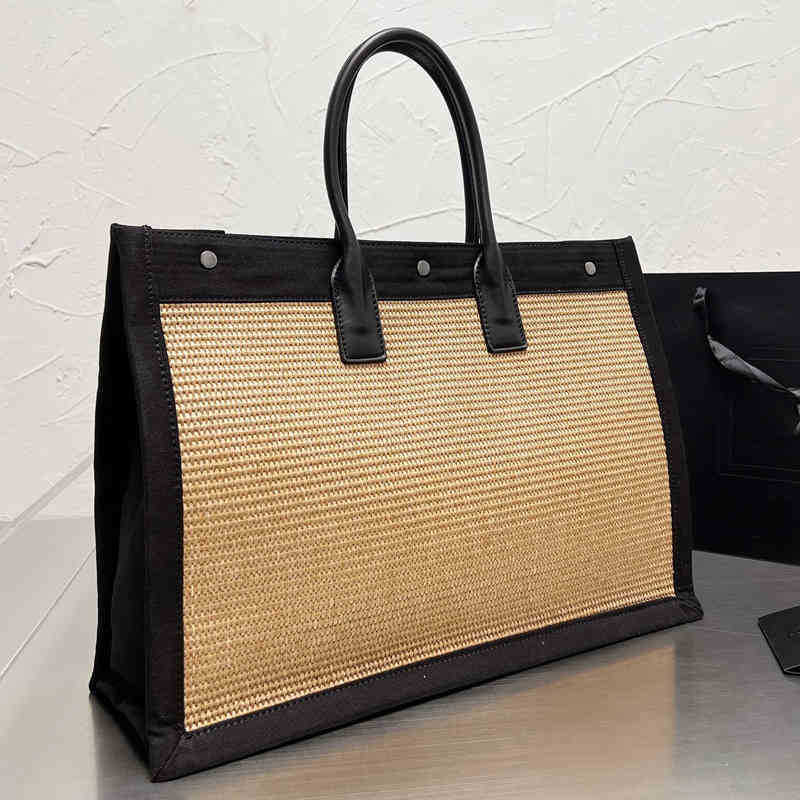 

Shopping Bags Beach Woven Tote Bag Women Summer Handbag Designer Shoulder Bucket Leather Luxury Crossbody Female Purses 220412, Dark khaki