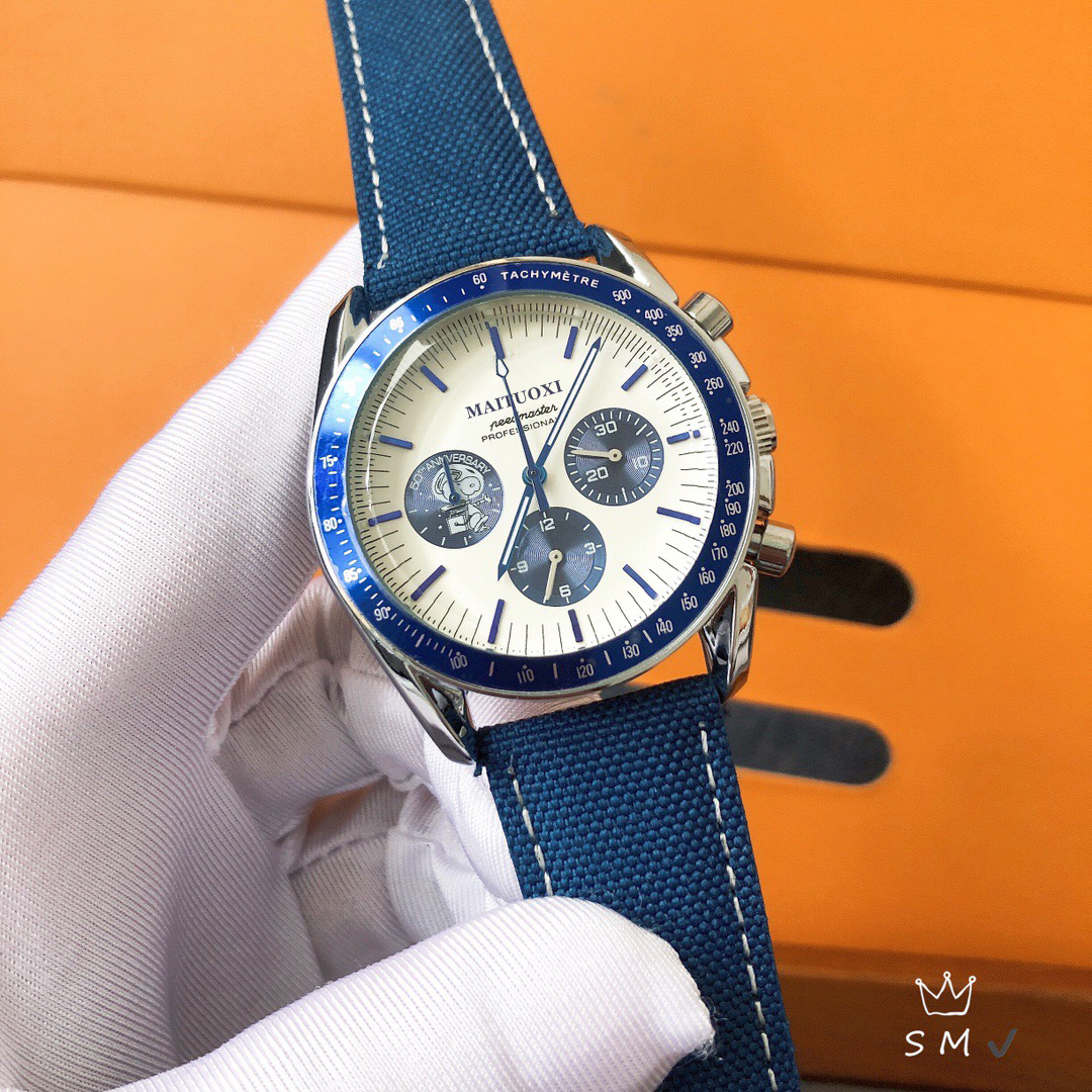 

AAA Men Luxury 41mm Watches Top Brand Multifunctional Quartz Chronograph Leather Strap Alloy Case 50th Anniversary Wristwatches Relogio Masculino Man, Box