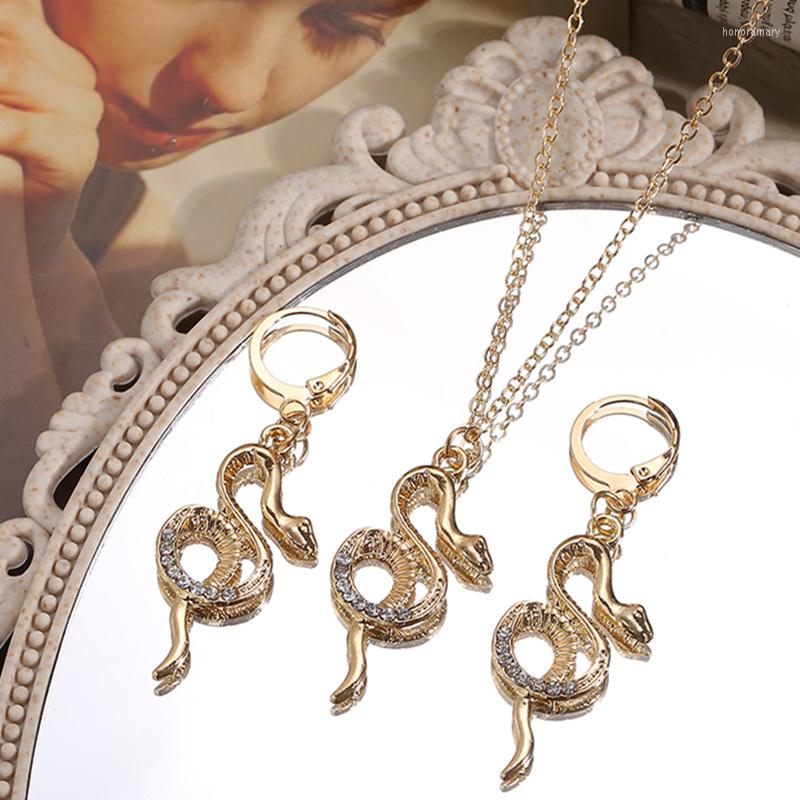 

Necklace Earrings Set IF ME Vintage Snake Pendant For Women Gold Color Trendy Crystal Rhinestone Paved Trend 2022 Gift, Picture shown