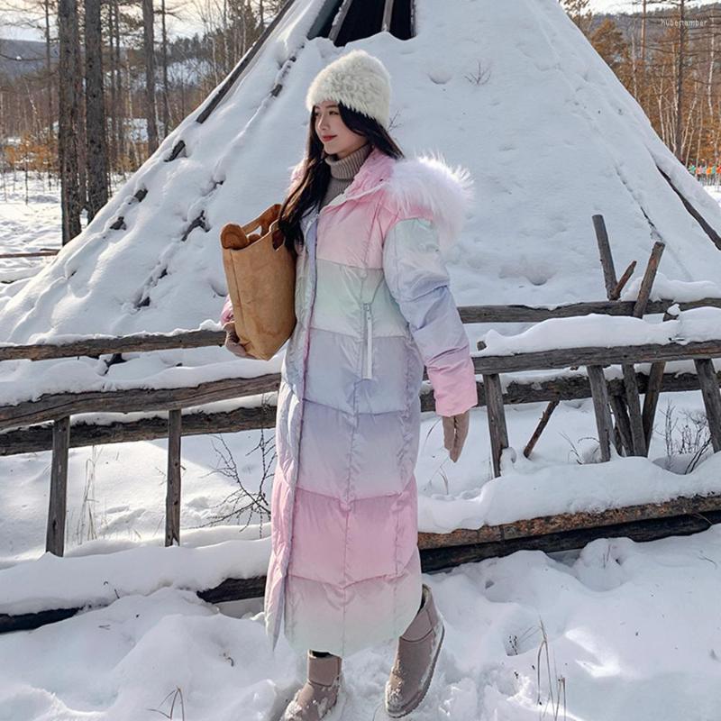 

Women' Down 2022 Winter Warm Jacket Women Long Parka Fur Hooded Big Size Casual Woman Coat Padded Outwear Snow Parkas, Photo color
